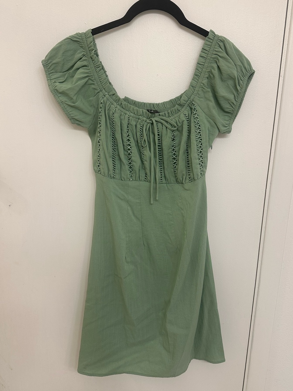 Lulu's Sage Green Smocked Peasant Top